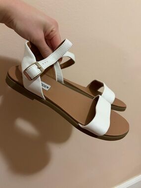 Steve Madden White Open-Toe Ankle Strap Sandals